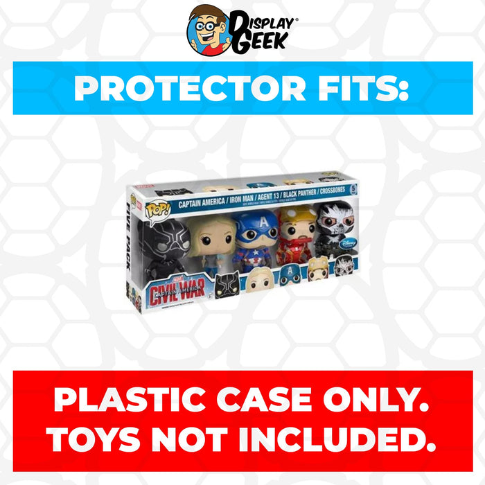 Pop Protector for 5 Pack Captain, Iron Man, Agent 13, Panther & Crossbones Funko - for just $15.99! 