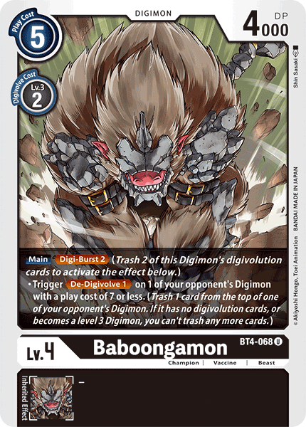 Baboongamon [BT4-068] [Great Legend] - Just $0.09! Shop now at Retro Gaming of Denver