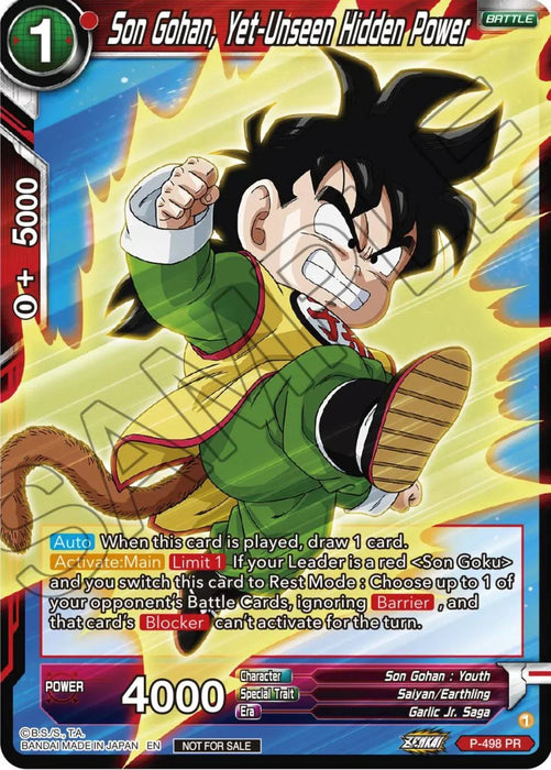 Son Gohan, Yet-Unseen Hidden Power (Zenkai Series Tournament Pack Vol.4) (P-498) [Tournament Promotion Cards] - for just $0.10! 
