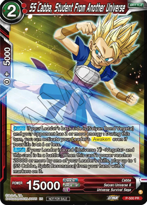 SS Cabba, Student From Another Universe (Zenkai Series Tournament Pack Vol.4) (P-500) [Tournament Promotion Cards] - for just $0.10! 