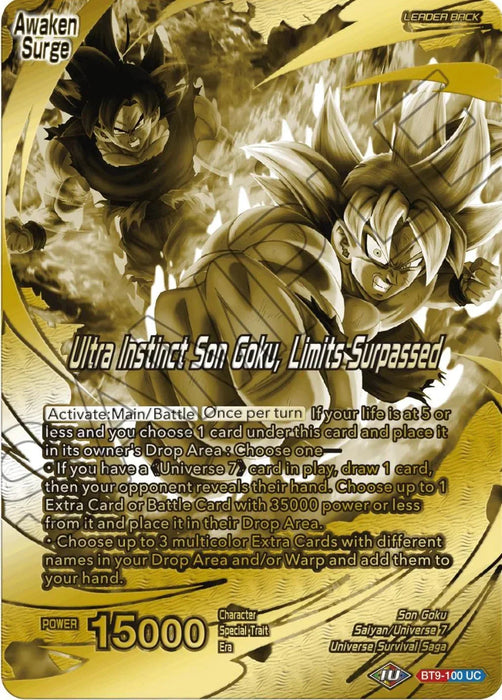 Son Goku // Ultra Instinct Son Goku, Limits Surpassed (Championship 2023 Golden Card Vol.2, Version 2) (BT9-100) [Tournament Promotion Cards] - for just $40000! 