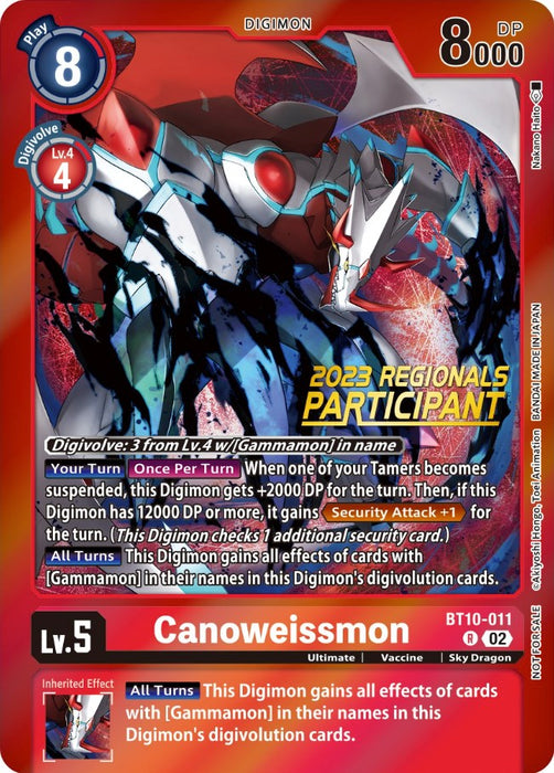 Canoweissmon [BT10-011] (2023 Regionals Participant) [Xros Encounter Promos] - Just $0.20! Shop now at Retro Gaming of Denver