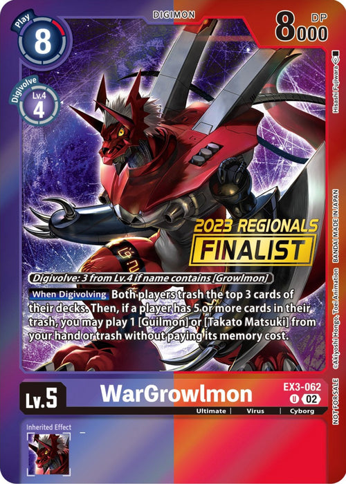 WarGrowlmon [EX3-062] (2023 Regionals Finalist) [Draconic Roar Promos] - Just $5.60! Shop now at Retro Gaming of Denver