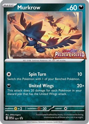 Murkrow (Prerelease) 021 - SV Scarlet & Violet Promo Cards Holofoil - for just $1! 