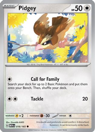 Pidgey 016/165 - SV Scarlet & Violet 151 - for just $0.08! 