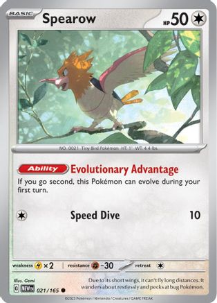 Spearow 021/165 - SV Scarlet & Violet 151 - for just $0.08! 