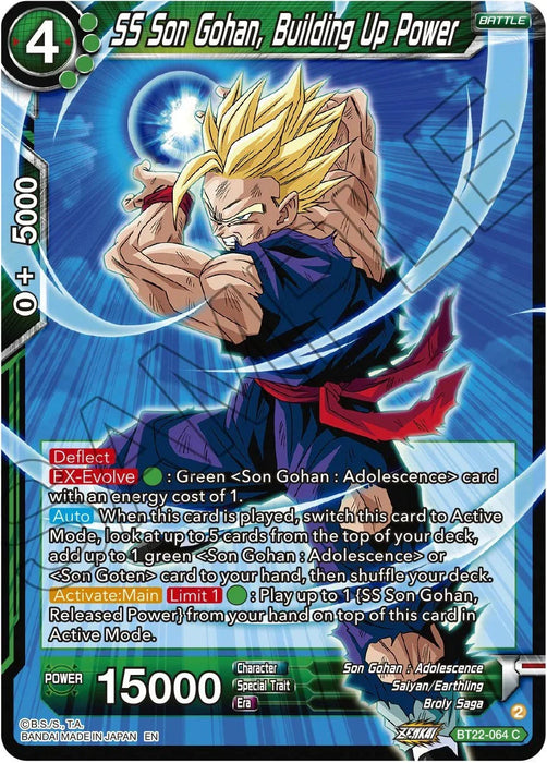 SS Son Gohan, Building Up Power (BT22-064) [Critical Blow] - for just $0.10! 