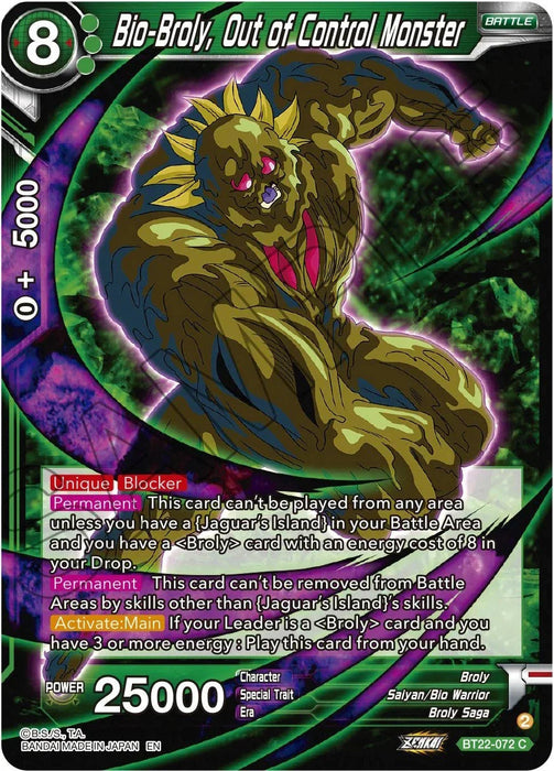Bio-Broly, Out of Control Monster (BT22-072) [Critical Blow] - for just $0.10! 