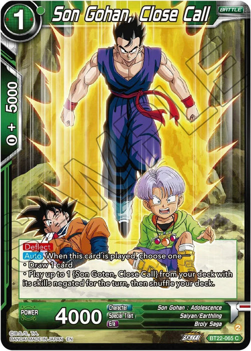 Son Gohan, Close Call (BT22-065) [Critical Blow] - for just $0.10! 