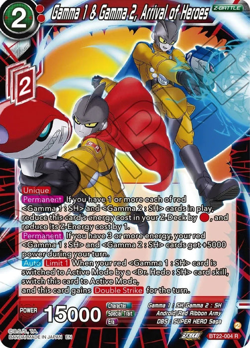 Gamma 1 & Gamma 2, Arrival of Heroes (BT22-004) [Critical Blow] - for just $0.10! 