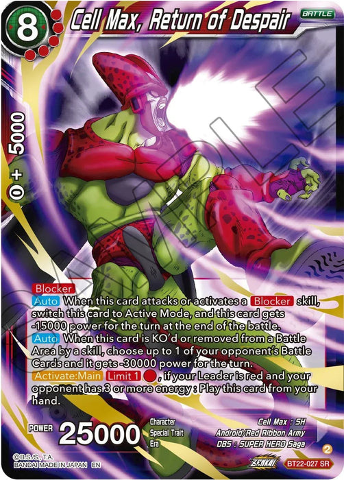 Cell Max, Return of Despair (BT22-027) [Critical Blow] - for just $0.25! 