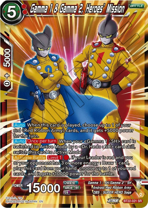 Gamma 1 & Gamma 2, Heroes' Mission (BT22-021) [Critical Blow] - for just $0.20! 