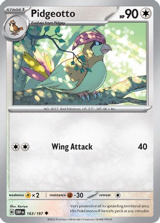 Pidgeotto 163/197 - SV03 Obsidian Flames - for just $0.09! 