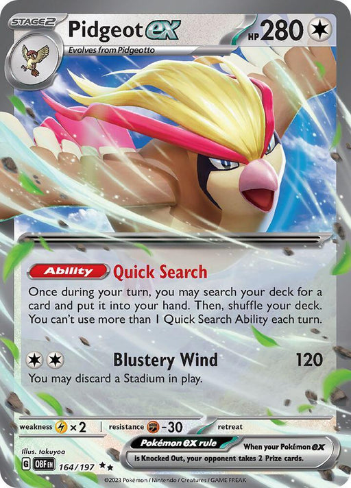 Pidgeot ex (164/197) Scarlet & Violet: Obsidian Flames - for just $0.85! 