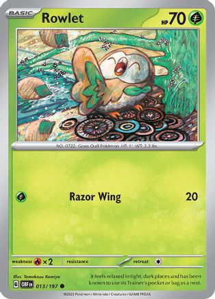 Rowlet 013/197 - SV03 Obsidian Flames - for just $0.10! 
