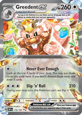 Greedent ex 179/197 - SV03 Obsidian Flames Holofoil - for just $0.49! 