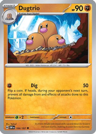 Dugtrio 104/197 - SV03 Obsidian Flames - for just $0.05! 