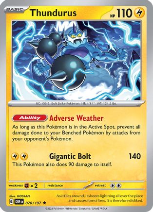 Thundurus 070/197 - SV03 Obsidian Flames Holofoil - for just $0.10! 
