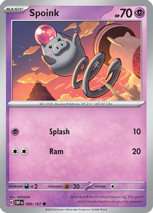 Spoink 090/197 - SV03 Obsidian Flames - for just $0.07! 