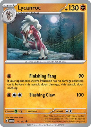 Lycanroc 117/197 - SV03 Obsidian Flames - for just $0.08! 
