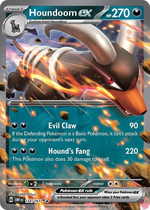 Houndoom ex (134/197) [Scarlet & Violet: Obsidian Flames] - for just $0.50! 