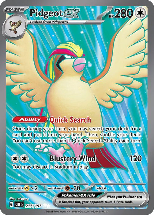Pidgeot ex (217/197) [Scarlet & Violet: Obsidian Flames] - for just $0.95! 