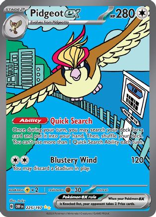Pidgeot ex 225/197 - SV03 Obsidian Flames Holofoil - for just $10.11! 