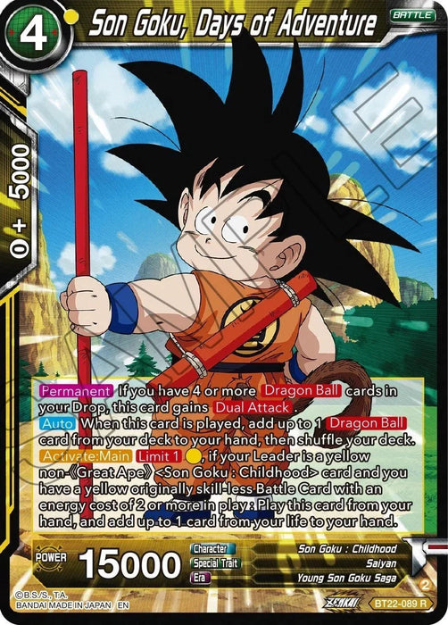 Son Goku, Days of Adventure (BT22-089) [Critical Blow] - for just $0.10! 