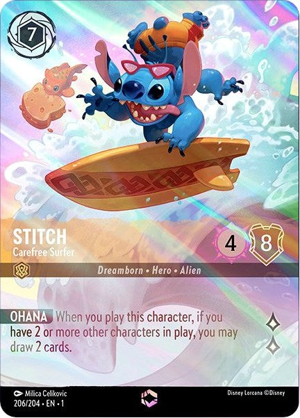 Stitch - Carefree Surfer (Enchanted) (206/204) - The First Chapter Holofoil - for just $63.45! 