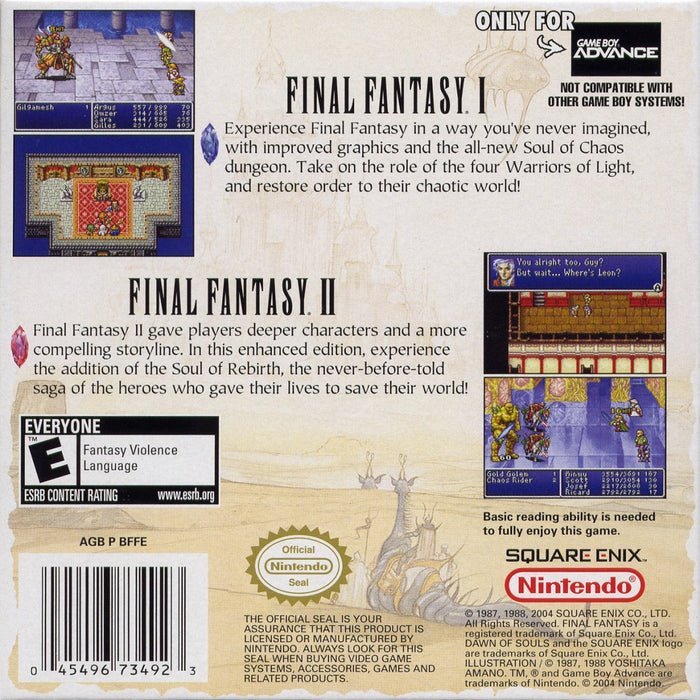Final Fantasy I & II Dawn of Souls – Game Boy Advance (GBA) - for just $19.99! 
