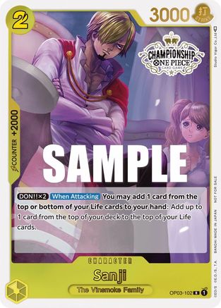 Sanji (Store Championship Participation Pack Vol. 2) (OP03-102) - One Piece Promotion Cards Foil - for just $3.55! 