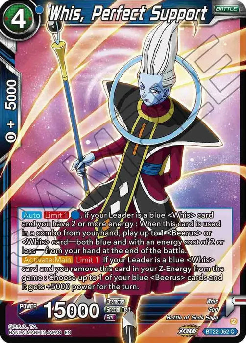 Whis, Perfect Support (BT22-052) [Critical Blow] - for just $0.10! 