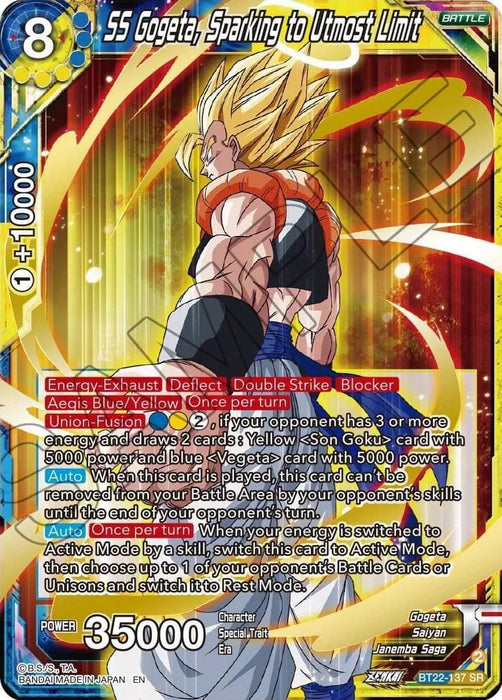 SS Gogeta, Sparking to Utmost Limit (BT22-137) [Critical Blow] - for just $0.50! 