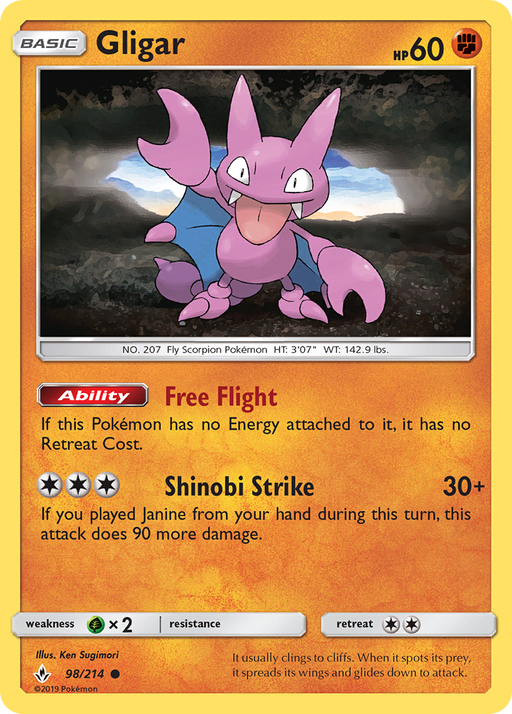 Gligar (98/214) [Sun & Moon: Unbroken Bonds] (Glossy Misprint) - Just $0.25! Shop now at Retro Gaming of Denver