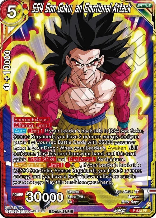 SS4, Son Goku, an Emotional Attack (Zenkai Series Tournament Pack Vol.5) (P-533) [Tournament Promotion Cards] - for just $0.15! 