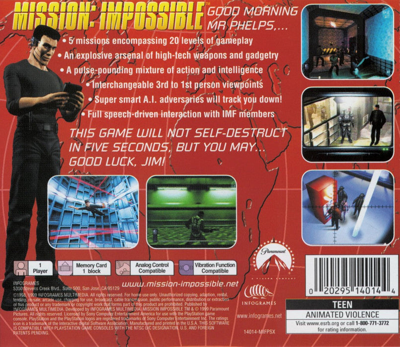 Mission Impossible – PlayStation 1 (PS1) - for just $0! 
