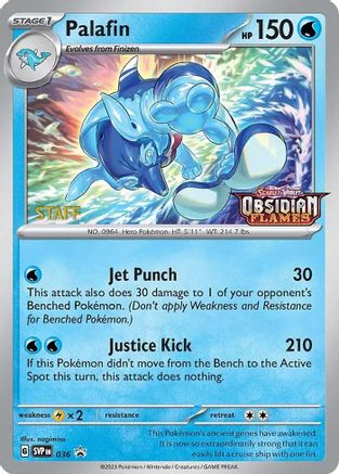 Palafin (Prerelease) [Staff] 036 - SV Scarlet & Violet Promo Cards Holofoil - for just $19.33! 