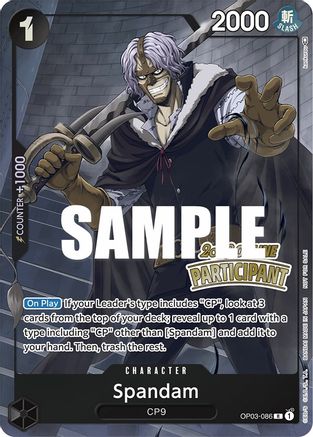 Spandam (Online Regional 2023) [Participant] (OP03-086) - One Piece Promotion Cards Foil - for just $3.02! 