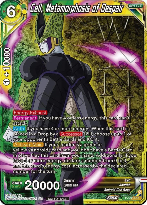 Cell, Metamorphosis of Despair (Winner-Stamped) (Zenkai Series Tournament Pack Vol.5) (P-535) [Tournament Promotion Cards] - for just $0.55! 