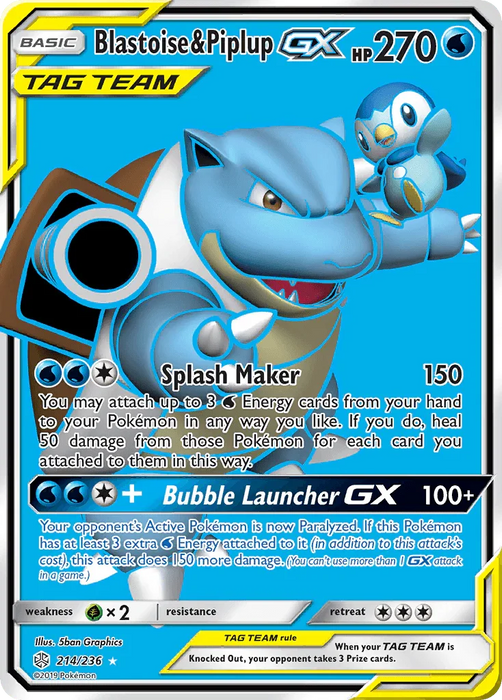 Blastoise & Piplup GX (214/236) [Sun & Moon: Cosmic Eclipse] - for just $27.70! 