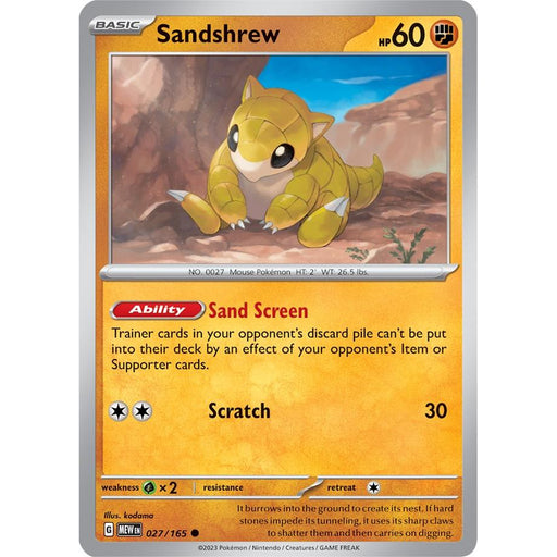 Sandshrew (027/165) [Scarlet & Violet: 151] - Just $0.05! Shop now at Retro Gaming of Denver