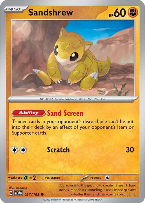 Sandshrew (027/165) [Scarlet & Violet: 151] - for just $0.10! 