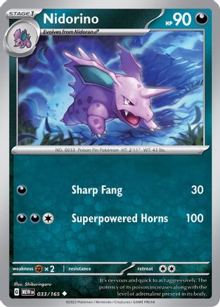 Nidorino 033/165 - SV Scarlet & Violet 151 - for just $0.08! 