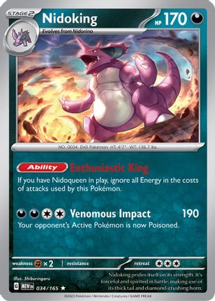 Nidoking 034/165 - SV Scarlet & Violet 151 Holofoil - for just $0.13! 