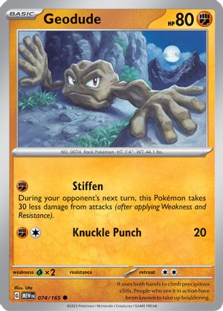 Geodude 074/165 - SV Scarlet & Violet 151 - for just $0.03! 