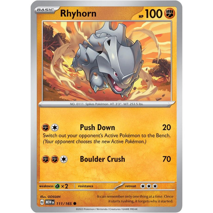 Rhyhorn (111/165) [Scarlet & Violet: 151] - Just $0.05! Shop now at Retro Gaming of Denver