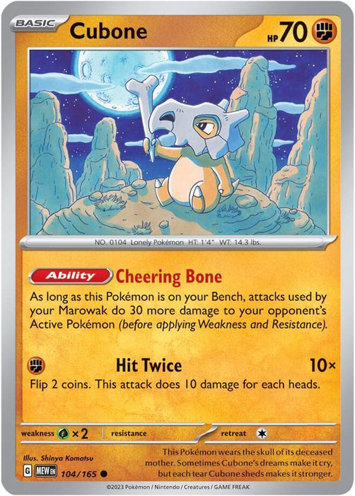 Cubone (104/165) [Scarlet & Violet: 151] - for just $0.10! 