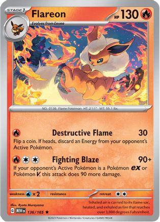 Flareon 136/165 - SV Scarlet & Violet 151 Holofoil - for just $0.18! 