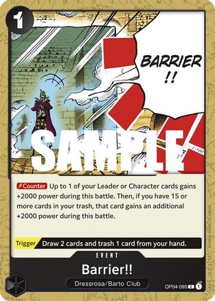Barrier!! (OP04-095) - Kingdoms of Intrigue - for just $0.05! 