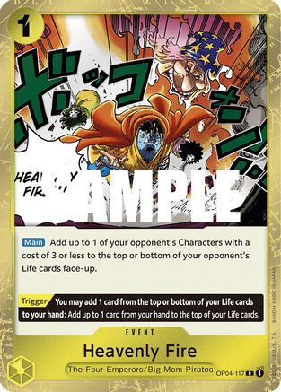 Heavenly Fire (OP04-117) - Kingdoms of Intrigue Foil - for just $0.05! 